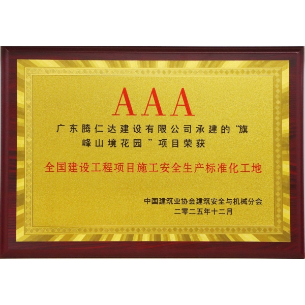 腾仁达=项目荣誉+证书+2025年旗峰山境AAA级奖项